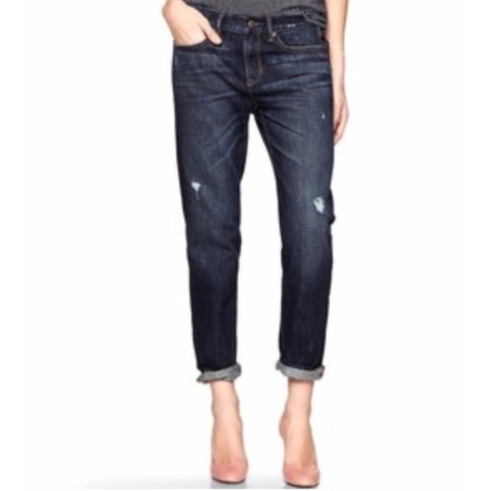 Gap 1969 Jeans Sexy Boyfriend 28 6 Dark Citrine Wash Distressed Denim Y2K